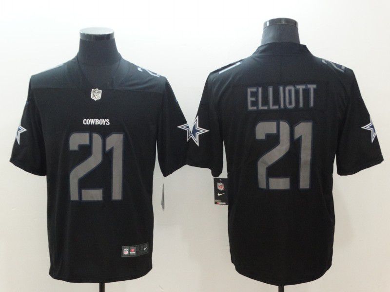 Men Dallas cowboys #21 Elliott Nike Fashion Impact Black Color Rush Limited NFL Jerseys